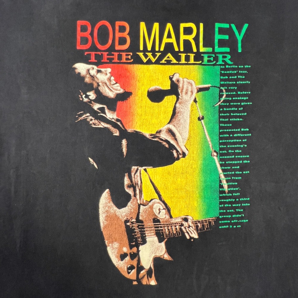 Roots Rasta Reggae Bob Marley Shirt Mens 5L Black The Wailer Lion of Judah Rare